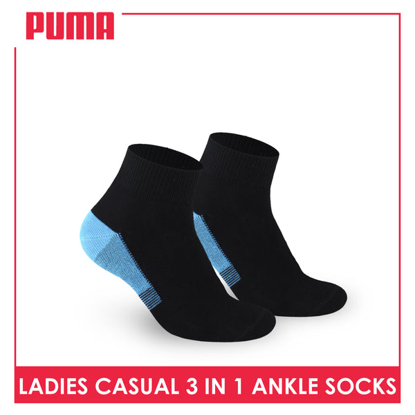 Puma Ladies' Cotton Lite Thin Casual Ankle Socks 3 pairs in a pack PLCKG15