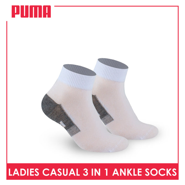 Puma Ladies' Cotton Lite Thin Casual Ankle Socks 3 pairs in a pack PLCKG15