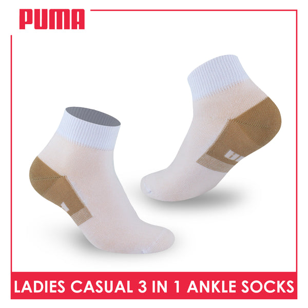 Puma Ladies' Cotton Lite Thin Casual Ankle Socks 3 pairs in a pack PLCKG15