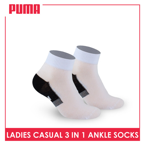 Puma Ladies' Cotton Lite Thin Casual Ankle Socks 3 pairs in a pack PLCKG15