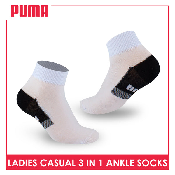 Puma Ladies' Cotton Lite Thin Casual Ankle Socks 3 pairs in a pack PLCKG15