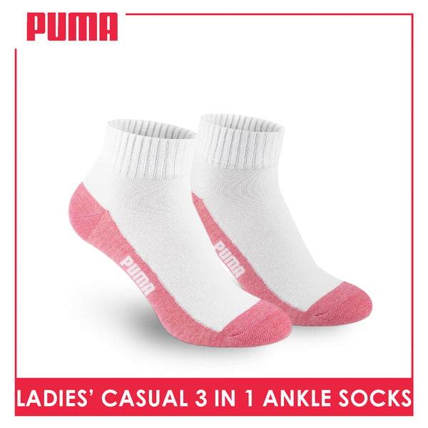 Puma Ladies' Cotton Lite Thin Casual Ankle Socks 3 pairs in a pack PLCKG16