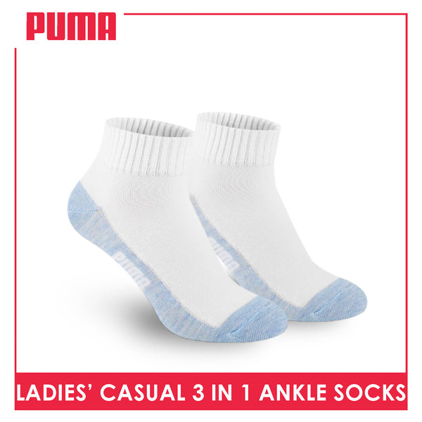 Puma Ladies' Cotton Lite Thin Casual Ankle Socks 3 pairs in a pack PLCKG16