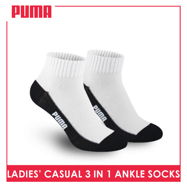 Puma Ladies' Cotton Lite Thin Casual Ankle Socks 3 pairs in a pack PLCKG16