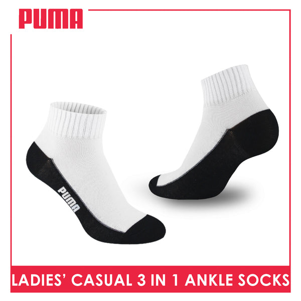 Puma Ladies' Cotton Lite Thin Casual Ankle Socks 3 pairs in a pack PLCKG16