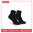 Puma Ladies' Cotton Lite Thin Casual Ankle Socks 3 pairs in a pack PLCKG19