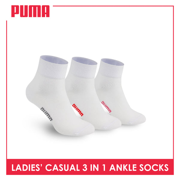 Puma Ladies' Cotton Lite Thin Casual Ankle Socks 3 pairs in a pack PLCKG19