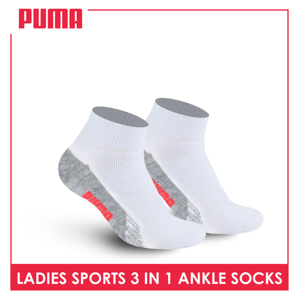 Puma Ladies' Cotton Thick Sports Ankle Socks 3 pairs in a pack PLSKG13