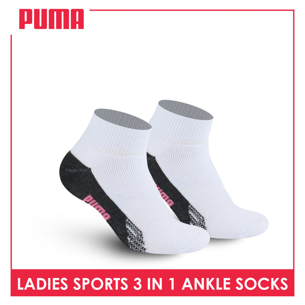 Puma Ladies' Cotton Thick Sports Ankle Socks 3 pairs in a pack PLSKG13