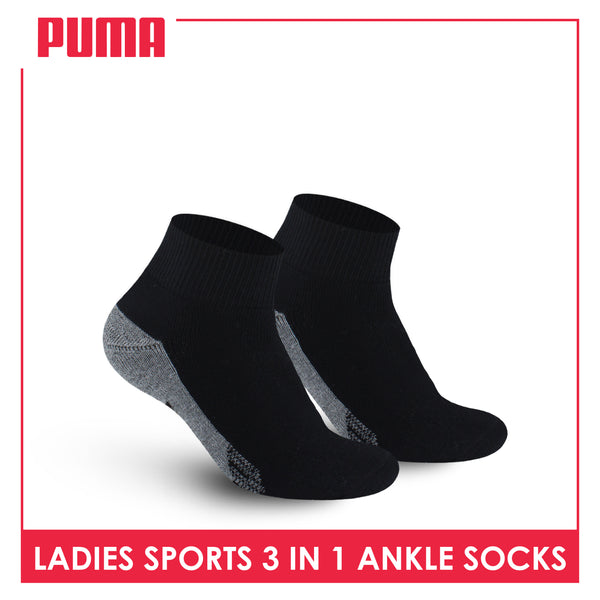 Puma Ladies' Cotton Thick Sports Ankle Socks 3 pairs in a pack PLSKG13