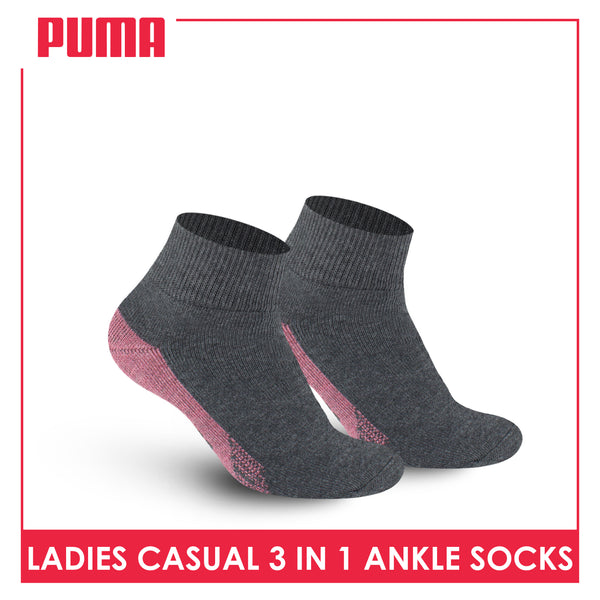Puma Ladies' Cotton Thick Sports Ankle Socks 3 pairs in a pack PLSKG13