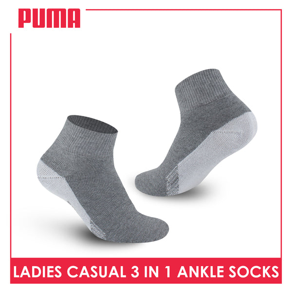 Puma Ladies' Cotton Thick Sports Ankle Socks 3 pairs in a pack PLSKG13