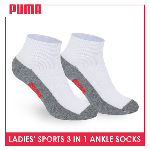 Puma Ladies' Cotton Thick Sports Ankle Socks 3 pairs in a pack PLSKG13