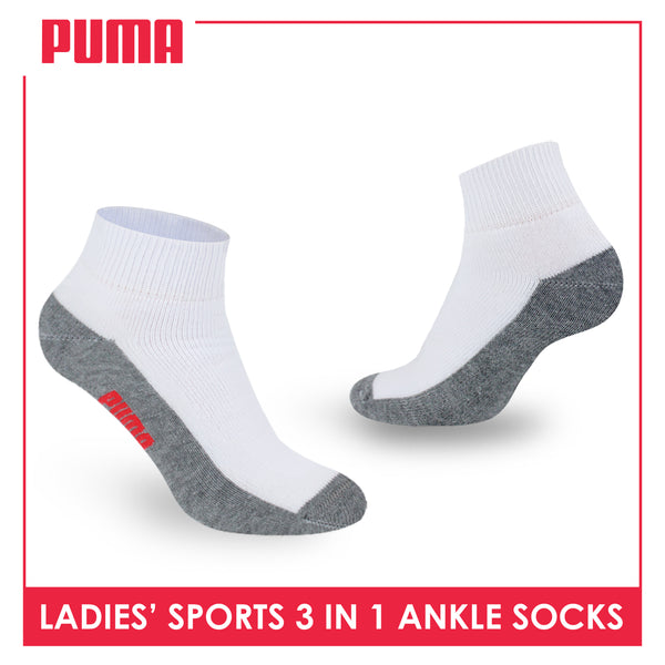 Puma Ladies' Cotton Thick Sports Ankle Socks 3 pairs in a pack PLSKG13