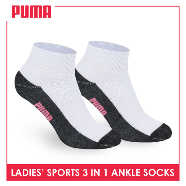 Puma Ladies' Cotton Thick Sports Ankle Socks 3 pairs in a pack PLSKG13