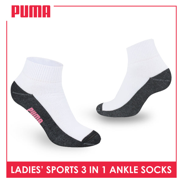 Puma Ladies' Cotton Thick Sports Ankle Socks 3 pairs in a pack PLSKG13