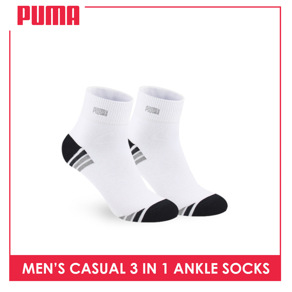 Puma Men's Cotton Lite Thin Casual Embroidered Ankle Socks 3 pairs in a pack PMCEKG01