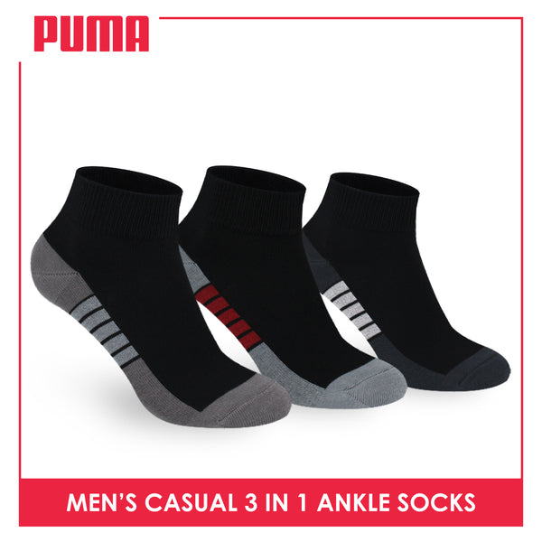 Puma Men's Cotton Lite Thin Casual Ankle Socks 3 pairs in a pack PMCKG11