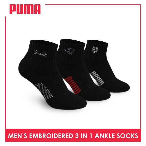 Puma Men’s Embroidered Thick Sports Ankle Socks 3 pairs in a pack PMSEG11