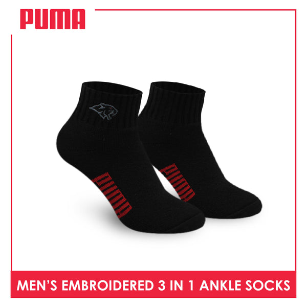 Puma Men’s Embroidered Thick Sports Ankle Socks 3 pairs in a pack PMSEG11