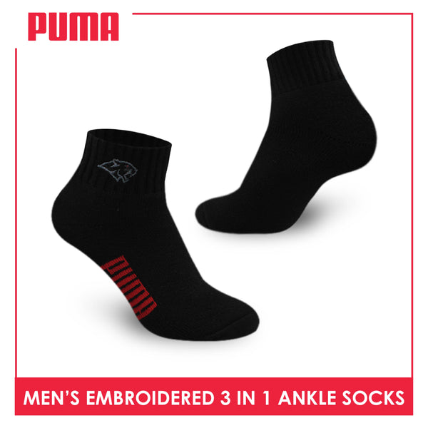 Puma Men’s Embroidered Thick Sports Ankle Socks 3 pairs in a pack PMSEG11