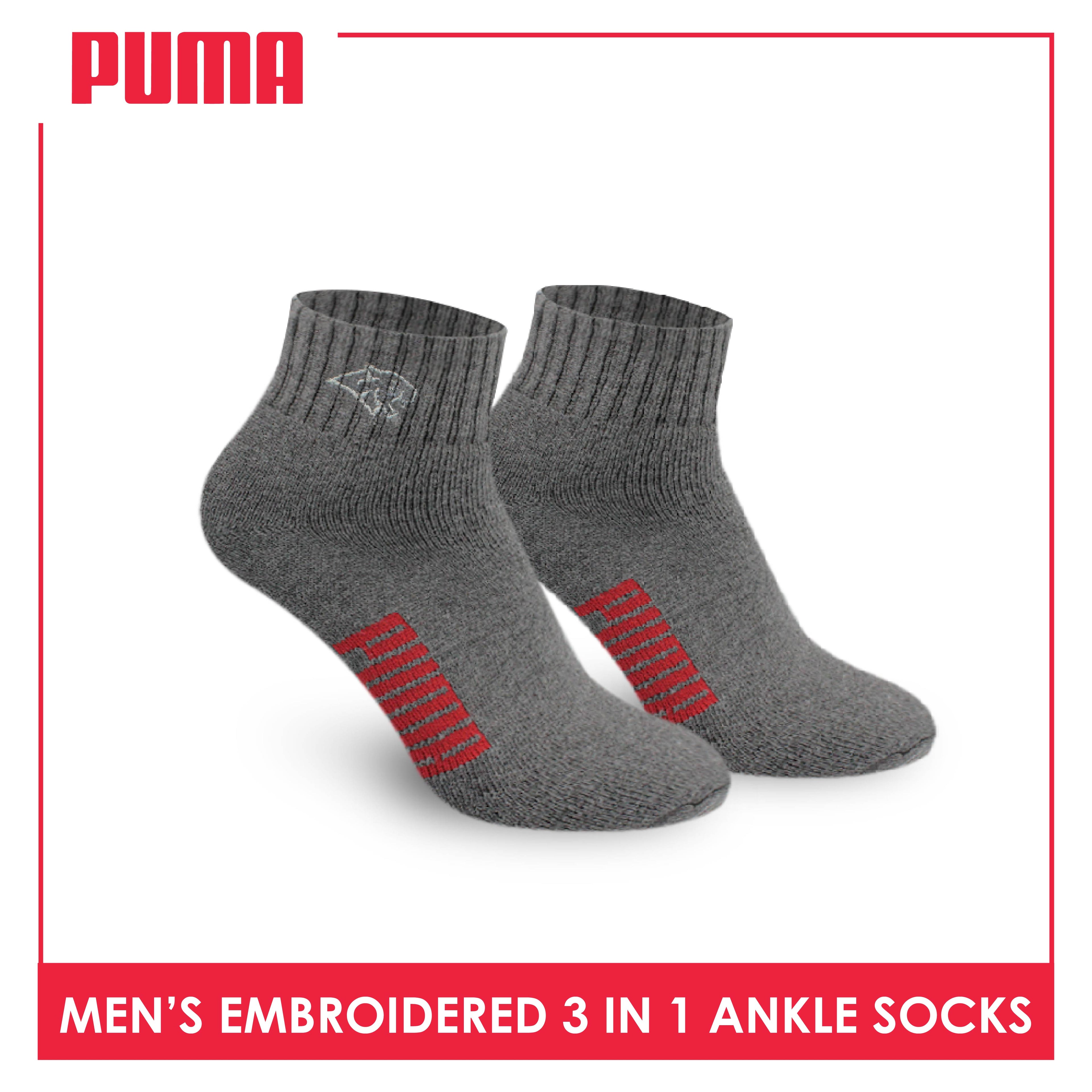 Puma Men’s Embroidered Thick Sports Ankle Socks 3 pairs in a pack PMSEG11