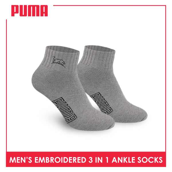 Puma Men’s Embroidered Thick Sports Ankle Socks 3 pairs in a pack PMSEG11