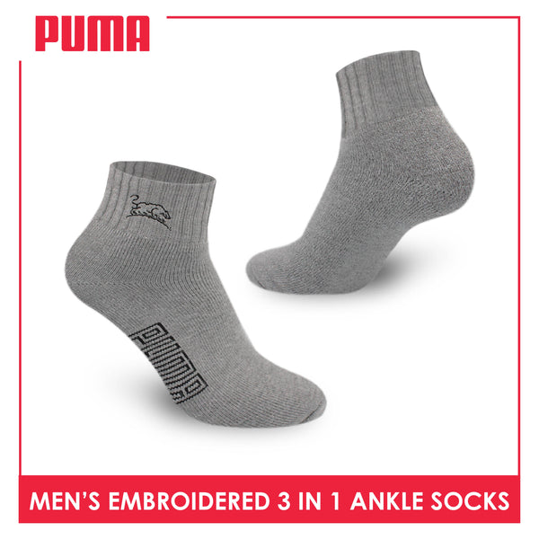 Puma Men’s Embroidered Thick Sports Ankle Socks 3 pairs in a pack PMSEG11