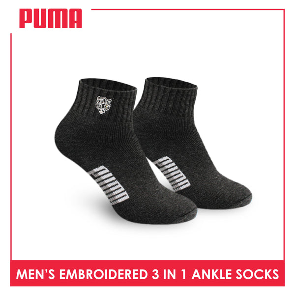 Puma Men’s Embroidered Thick Sports Ankle Socks 3 pairs in a pack PMSEG11