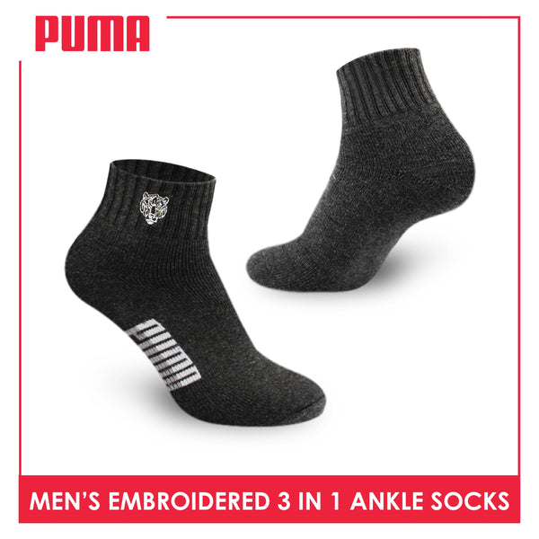 Puma Men’s Embroidered Thick Sports Ankle Socks 3 pairs in a pack PMSEG11