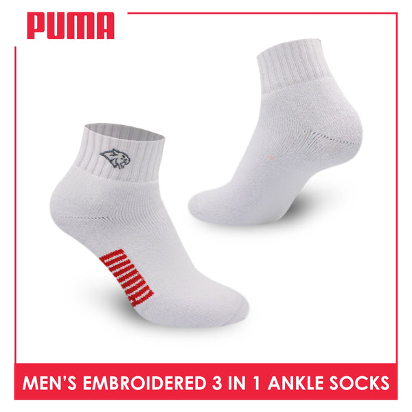 Puma Men’s Embroidered Thick Sports Ankle Socks 3 pairs in a pack PMSEG11