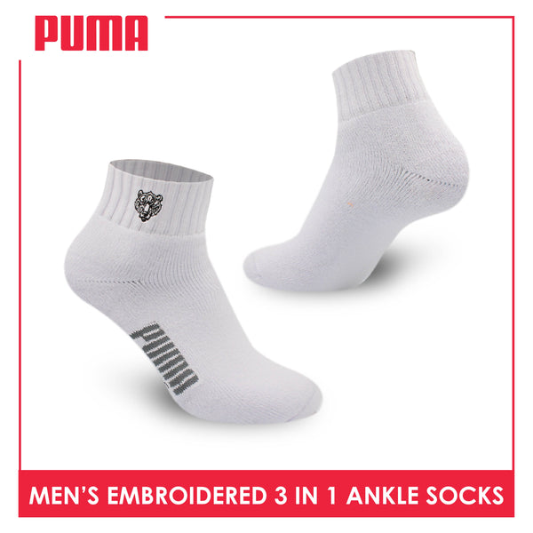 Puma Men’s Embroidered Thick Sports Ankle Socks 3 pairs in a pack PMSEG11