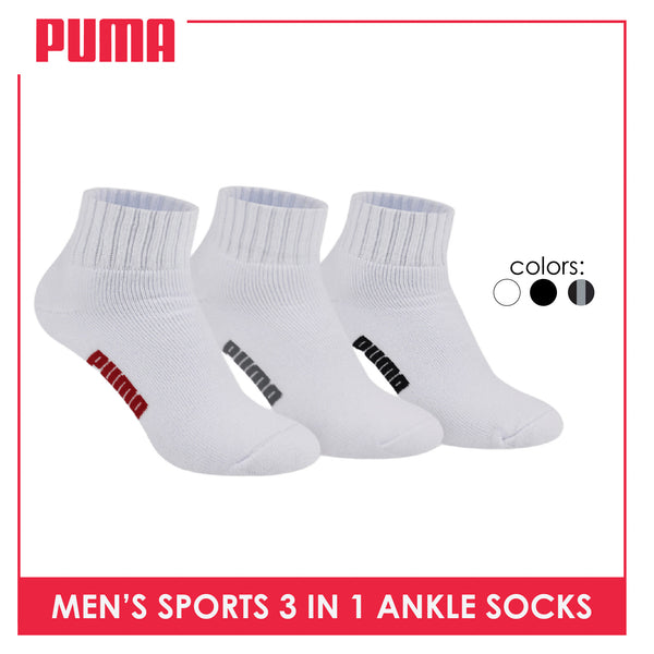 Puma Men's Cotton Thick Sports Ankle Socks 3 pairs in a pack PMSKG12