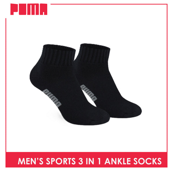 Puma Men's Cotton Thick Sports Ankle Socks 3 pairs in a pack PMSKG12