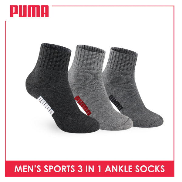 Puma Men's Cotton Thick Sports Ankle Socks 3 pairs in a pack PMSKG12