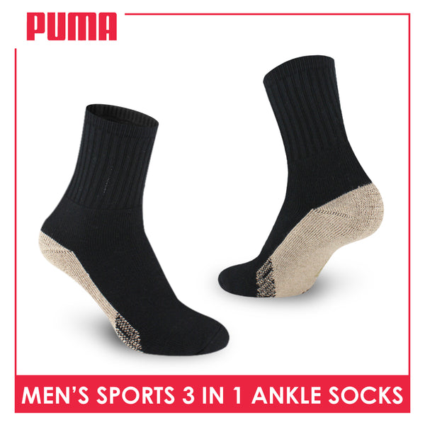 Puma Men's Thick Sports Ankle Socks 3 pairs in a pack PMSKG15