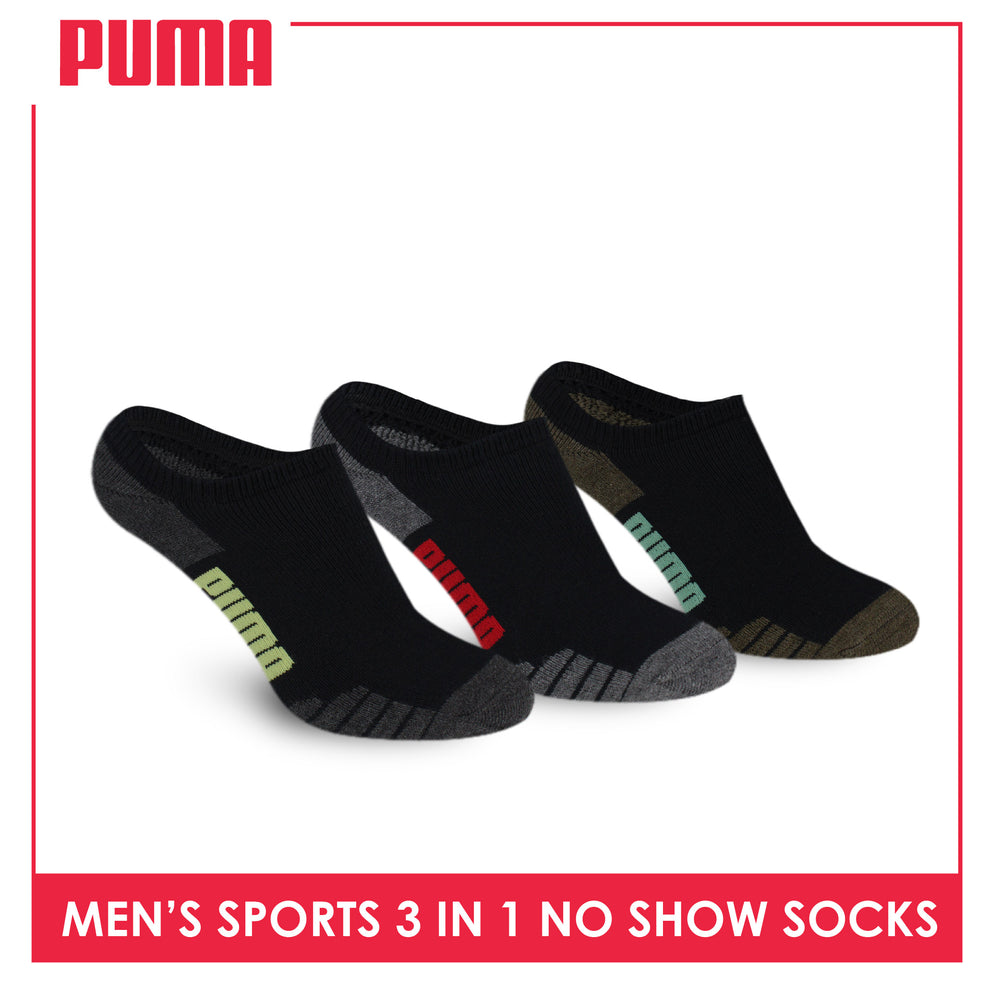 Puma Men's Cotton Thick Sports No Show Socks 3 pairs in a pack PMSKG17
