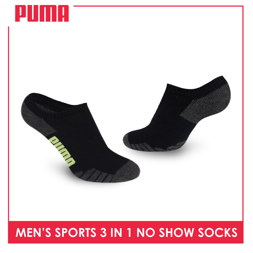 Puma Men's Cotton Thick Sports No Show Socks 3 pairs in a pack PMSKG17