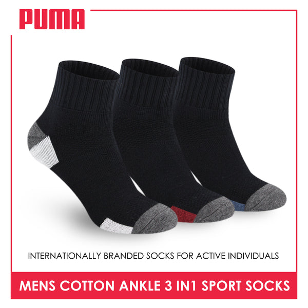 Puma Men's Cotton Thick Sports Ankle Socks 3 pairs in a pack PMSKG6