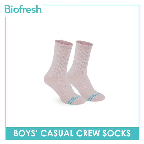 Biofresh Boys’ Antimicrobial Cotton Thin Casual Crew Socks 1 pair in 1 pack RBC531