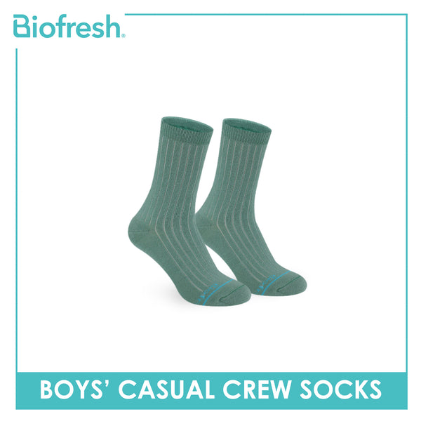 Biofresh Boys’ Antimicrobial Cotton Thin Casual Crew Socks 1 pair in 1 pack RBC531