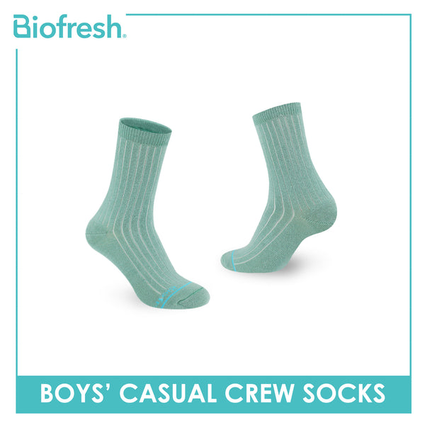 Biofresh Boys’ Antimicrobial Cotton Thin Casual Crew Socks 1 pair in 1 pack RBC531