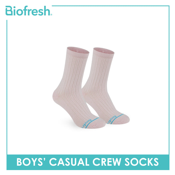 Biofresh Boys’ Antimicrobial Cotton Thin Casual Crew Socks 1 pair in 1 pack RBC531