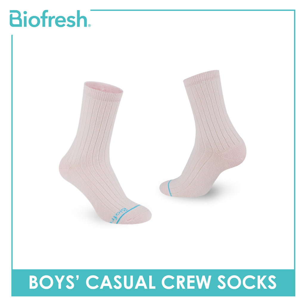 Biofresh Boys’ Antimicrobial Cotton Thin Casual Crew Socks 1 pair in 1 pack RBC531