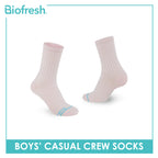 Biofresh Boys’ Antimicrobial Cotton Thin Casual Crew Socks 1 pair in 1 pack RBC531