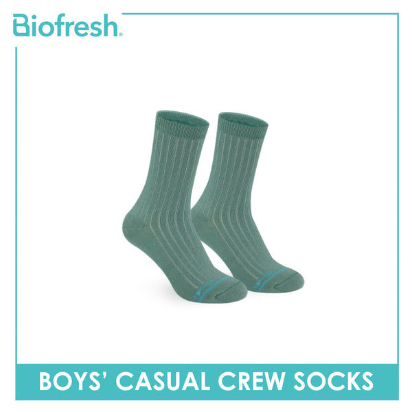 Biofresh Boys’ Antimicrobial Cotton Thin Casual Crew Socks 1 pair in 1 pack RBC531