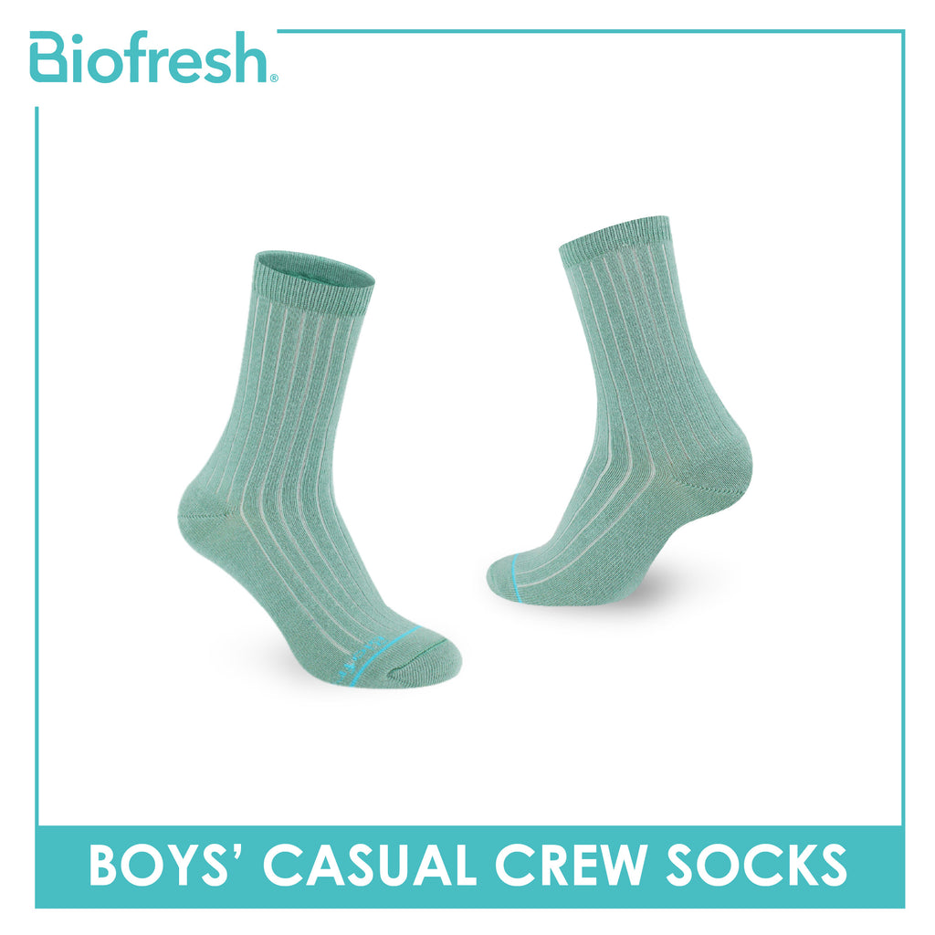 Biofresh Boys’ Antimicrobial Cotton Thin Casual Crew Socks 1 pair in 1 pack RBC531