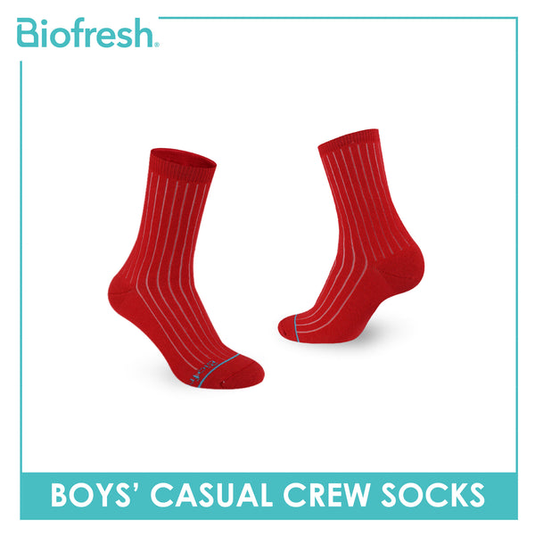 Biofresh Boys’ Antimicrobial Cotton Thin Casual Crew Socks 1 pair in 1 pack RBC531
