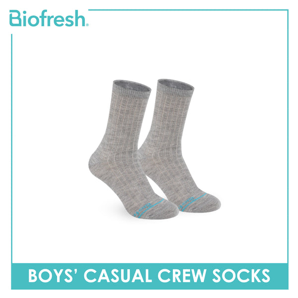 Biofresh Boys’ Antimicrobial Cotton Thin Casual Crew Socks 1 pair in 1 pack RBC531