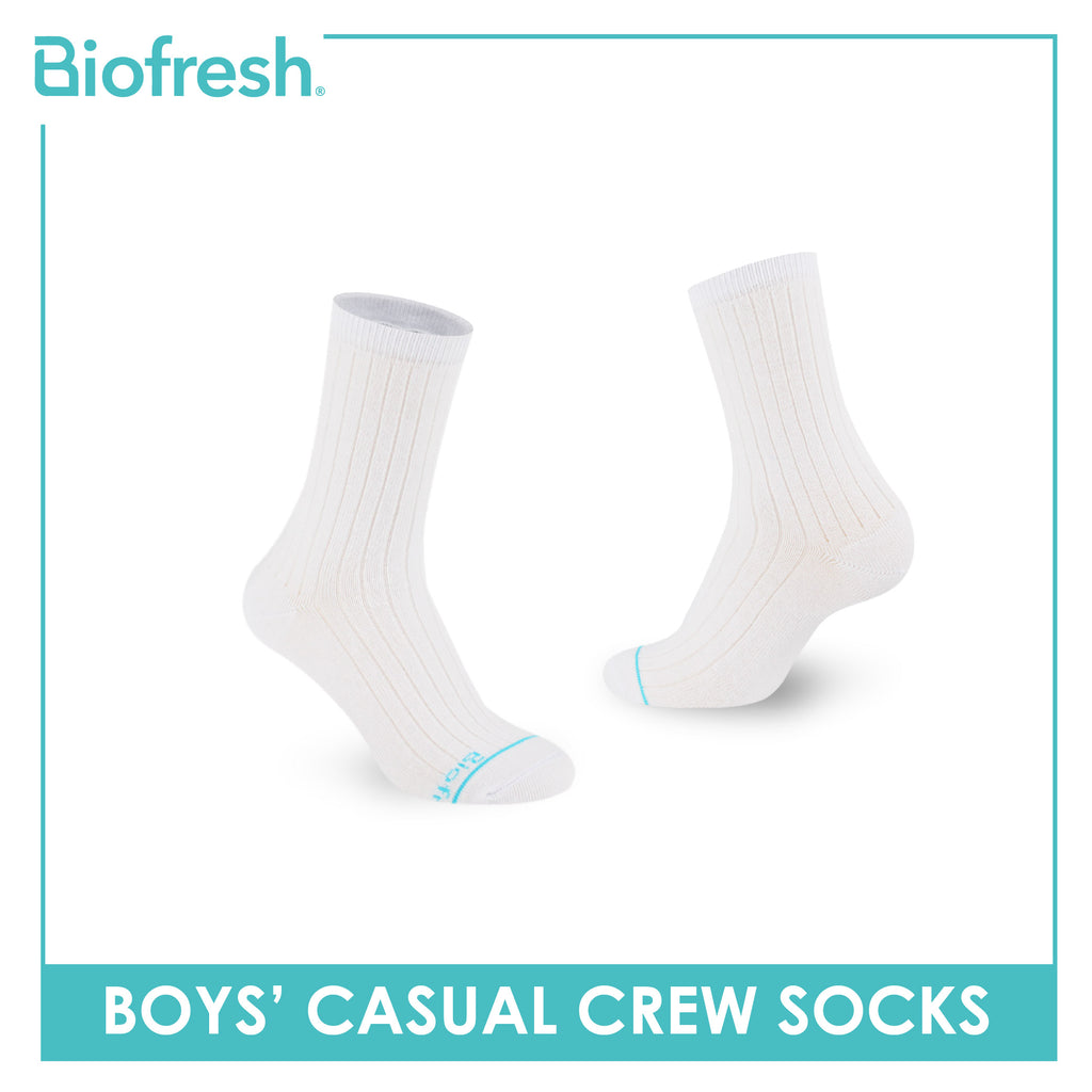 Biofresh Boys’ Antimicrobial Cotton Thin Casual Crew Socks 1 pair in 1 pack RBC531